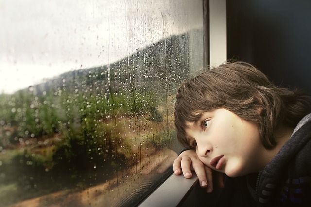 Un enfant qui s'ennui dans le train