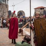 Easter celebration in Spain, Cantabria on Good Friday with the Jesus Christ crucifixion scene performance
